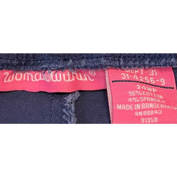 WOMAN WITHIN HI-RISE WIDE LEG PULL-ON KHAKI PANTS, WOMENS, 24WP, NAVY BLUE - Picture 8 of 8